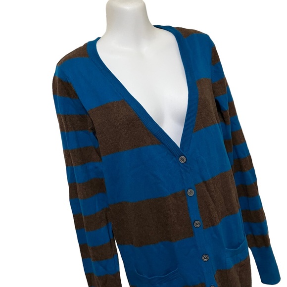 NWT Decree Striped Long Cardigan Sweater With Pockets - Picture 2 of 8